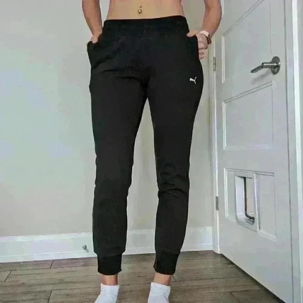 Puma, Mid Rise, Joggers, Black, Size Small